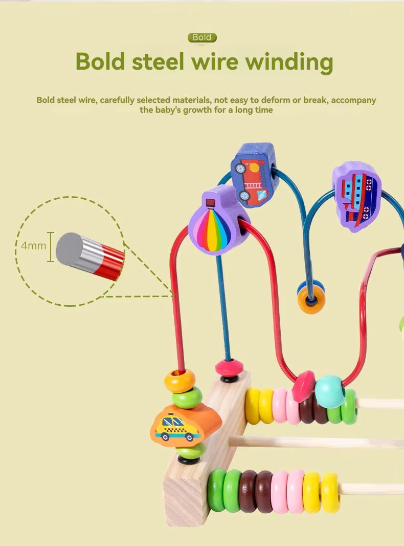 🎢🧠 Montessori Wooden Bead Maze | Colorful Sliding Roller Coaster Game for Toddlers | Fine Motor & Early Learning Toy 🌈👶