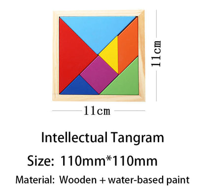 🧩🎨 Intelligent Geometric Math Wooden Tangram | Montessori Cartoon Puzzle Toy for Kids 3+ 🌈🧠