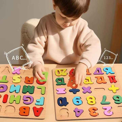 🌈🔢 Wooden Board Alphabet, Numbers & Shapes Kids Montessori 3D Puzzle 🌟🧠
