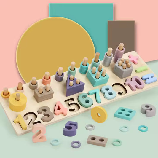 🔢🌈 Montessori 3-in-1 Number Puzzle Toy | Stacking, Counting & Shape Sorting | Early Learning Fun for Toddlers 🎯👶