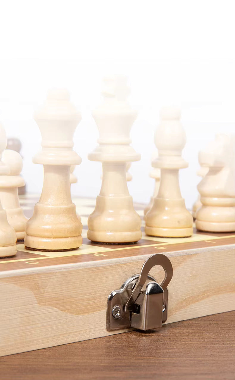 Classic Wooden Foldable Chess Set – Educational & Portable Strategy Game for Kids and Adults