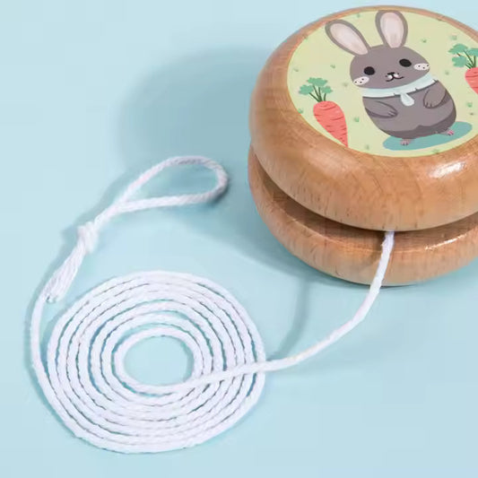 Whirling Fun 🎉 Wooden Cartoon Yo-Yo for Kids | Animal Balance Toy 🐯🐼🪀