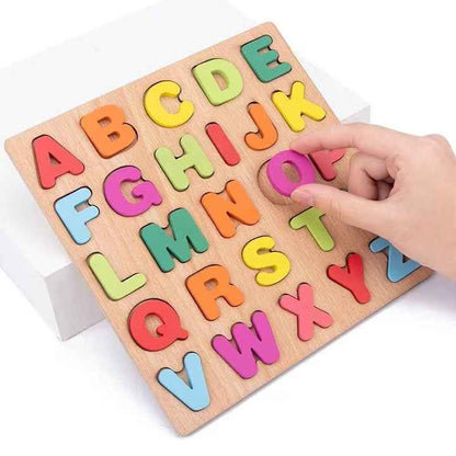 🌈🔢 Wooden Board Alphabet, Numbers & Shapes Kids Montessori 3D Puzzle 🌟🧠