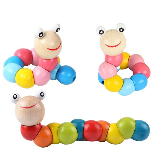 🐛🌈 Montessori Wooden Twist Caterpillar Puzzle Toy | Interactive Learning & Creativity 🌟🧠