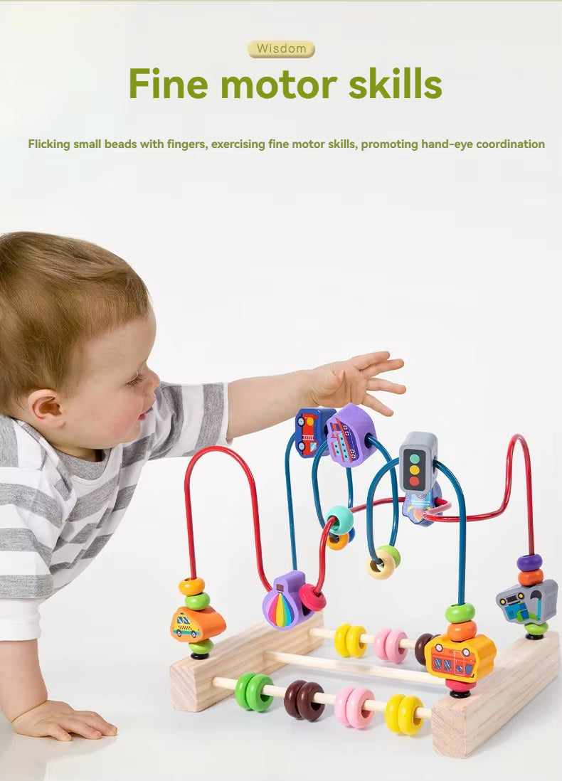 🎢🧠 Montessori Wooden Bead Maze | Colorful Sliding Roller Coaster Game for Toddlers | Fine Motor & Early Learning Toy 🌈👶