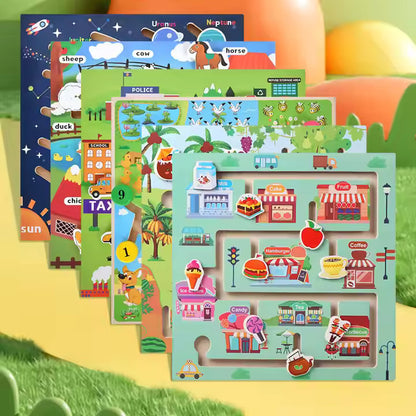 🚀🌍 Montessori Maze Learning Board | Wooden Early Education Toy for Kids | Parent-Child Puzzle Game 🧩🐮
