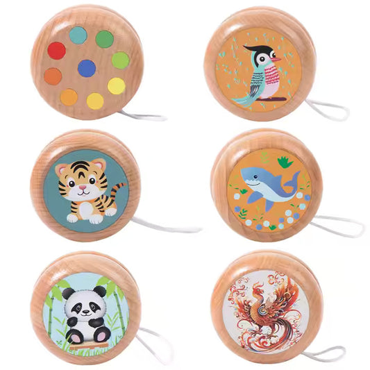 Whirling Fun 🎉 Wooden Cartoon Yo-Yo for Kids | Animal Balance Toy 🐯🐼🪀