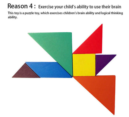 🧩🎨 Intelligent Geometric Math Wooden Tangram | Montessori Cartoon Puzzle Toy for Kids 3+ 🌈🧠