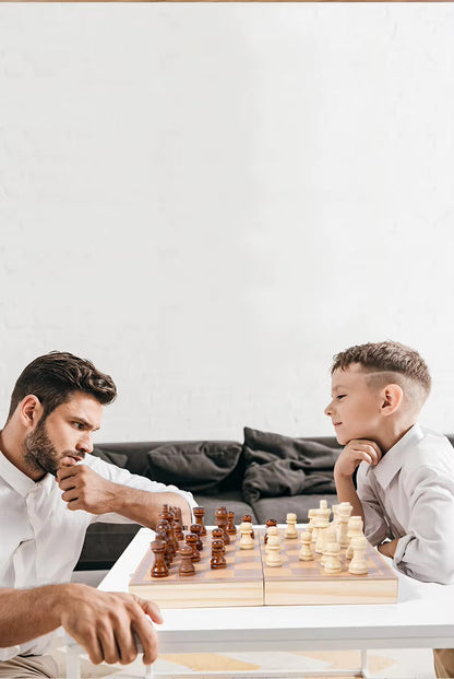 Classic Wooden Foldable Chess Set – Educational & Portable Strategy Game for Kids and Adults