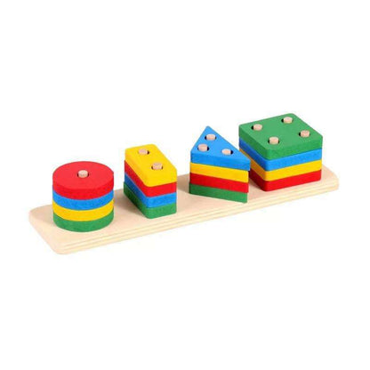 🌟✨ Montessori Wooden Educational Geometric Shape Matching Blocks 🌈🧠