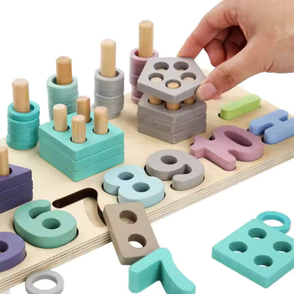 🔢🌈 Montessori 3-in-1 Number Puzzle Toy | Stacking, Counting & Shape Sorting | Early Learning Fun for Toddlers 🎯👶