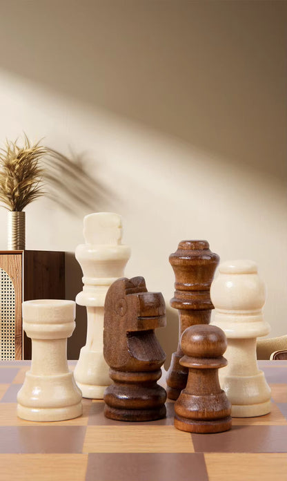 Classic Wooden Foldable Chess Set – Educational & Portable Strategy Game for Kids and Adults