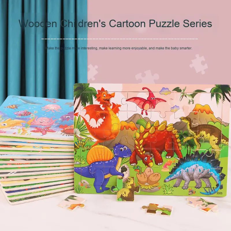 🧩 Puzzle Adventure! | Wooden Cartoon Puzzle Fun for Kids 🎨🦕