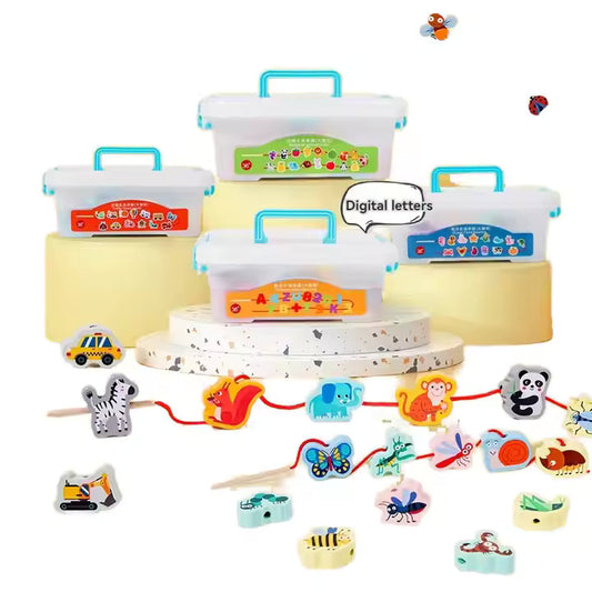 🎨🔠 Early Educational Montessori Letter & Object Bead String Sets 🧵🧸