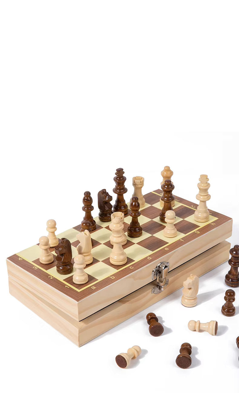 Classic Wooden Foldable Chess Set – Educational & Portable Strategy Game for Kids and Adults