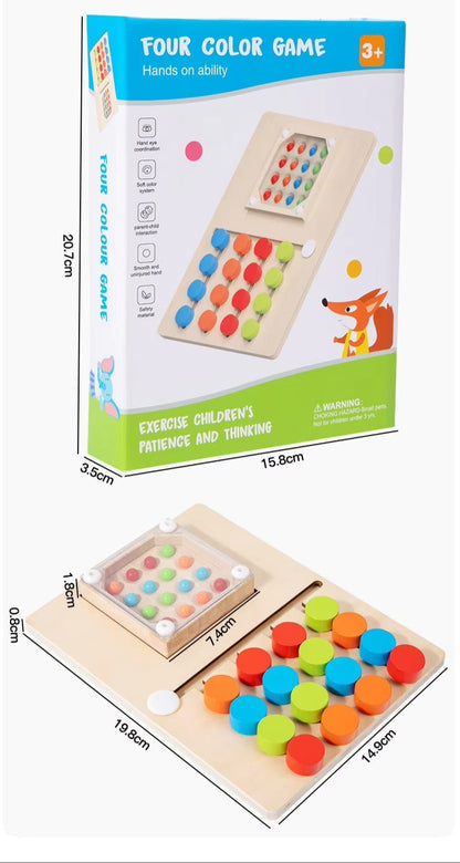 🎯🧩 Four-Color Logic Game | Montessori Wooden Brain Puzzle Toy for Kids 3+ 🎨♻️