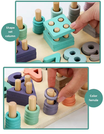 🔢🌈 Montessori 3-in-1 Number Puzzle Toy | Stacking, Counting & Shape Sorting | Early Learning Fun for Toddlers 🎯👶
