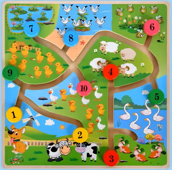 🚀🌍 Montessori Maze Learning Board | Wooden Early Education Toy for Kids | Parent-Child Puzzle Game 🧩🐮