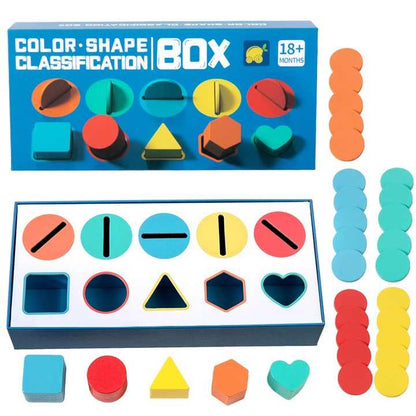 🔶🔷 Montessori Wooden Geometric Shape Matching Blocks | Color & Cognitive Learning Toy 🌟🧠