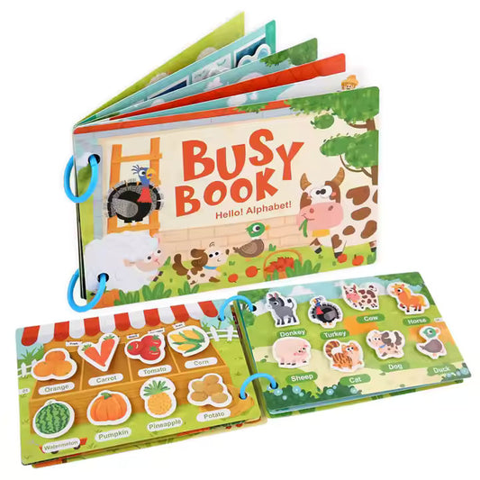 🧠📘 Montessori Educational Toys - Preschool Busy Book with Sticker Activities 🎨👶