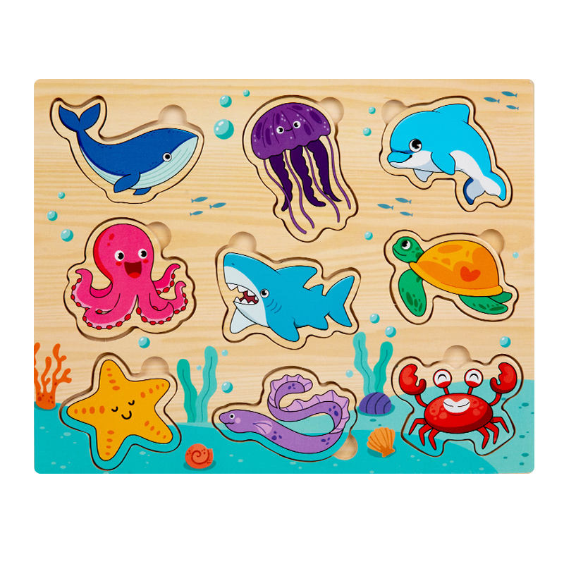 🧠🍓 Montessori Cognitive Wooden Puzzle Board | Multi-Theme Early Education Toy for Kids Ages 3+ 🐶🚜