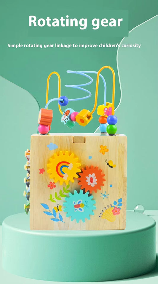 🧩🎛 Montessori Multifunctional Activity Box | 5-in-1 Wooden Busy Cube with Bead Maze | Early Learning Fun for Toddlers 🎠👶