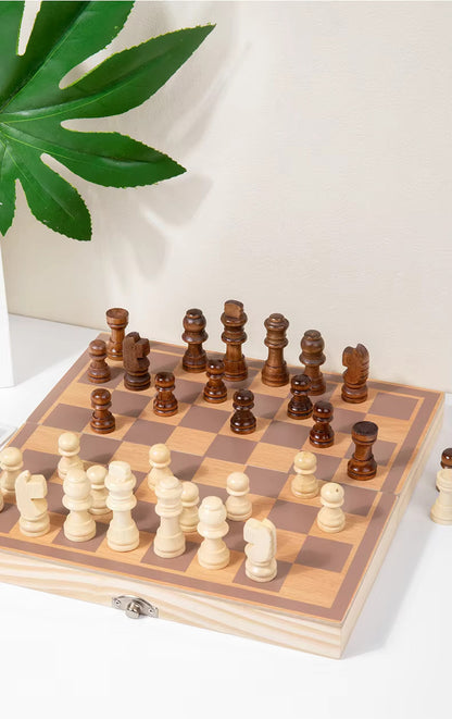 Classic Wooden Foldable Chess Set – Educational & Portable Strategy Game for Kids and Adults