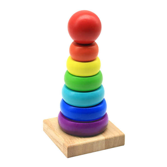 🌈✨ Montessori Rainbow Wooden Stacking Tower | Colorful Early Learning Toy 🌟🧠