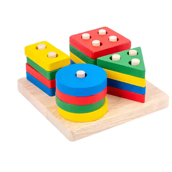 🌟✨ Montessori Wooden Educational Geometric Shape Matching Blocks 🌈🧠