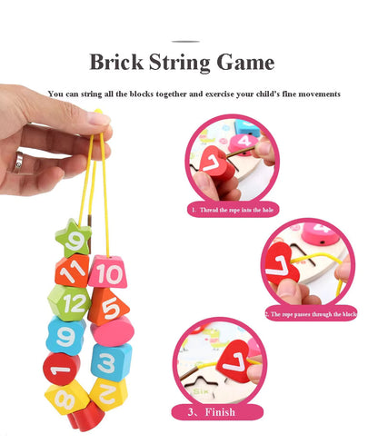 🦊⏰ Wooden Beaded & Clock Puzzle | Montessori Number & Shape Recognition 🌟🧠