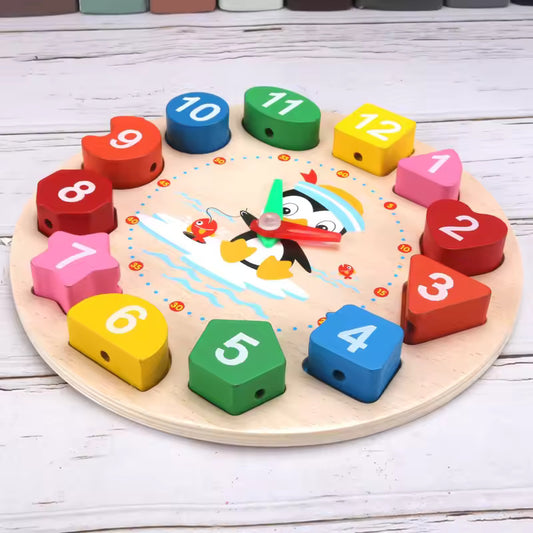 🦊⏰ Wooden Beaded & Clock Puzzle | Montessori Number & Shape Recognition 🌟🧠