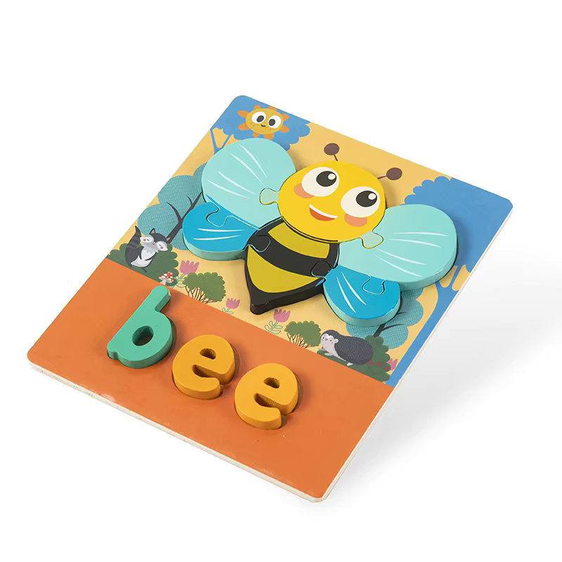 Montessori Wooden Jigsaw Puzzles 🧩🐢 | Spelling & Shape Recognition Fun for Kids 🧠🎨