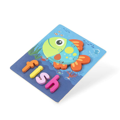 Montessori Wooden Jigsaw Puzzles 🧩🐢 | Spelling & Shape Recognition Fun for Kids 🧠🎨