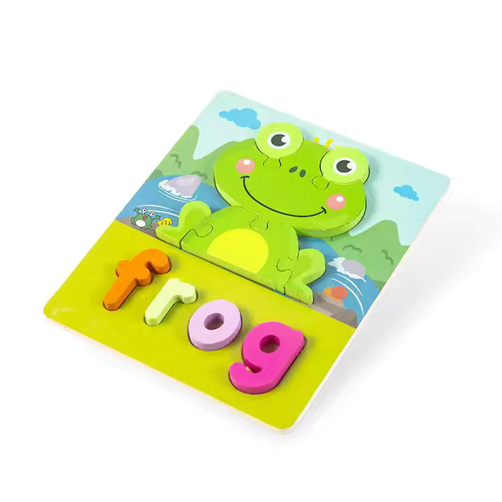 Montessori Wooden Jigsaw Puzzles 🧩🐢 | Spelling & Shape Recognition Fun for Kids 🧠🎨