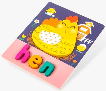 Montessori Wooden Jigsaw Puzzles 🧩🐢 | Spelling & Shape Recognition Fun for Kids 🧠🎨