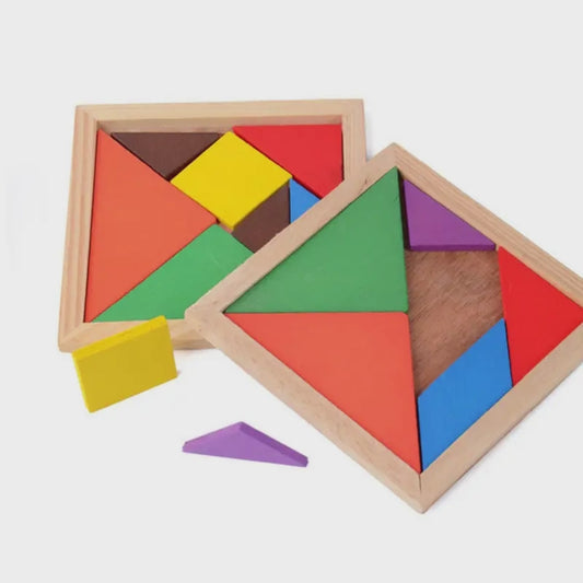 🧩🎨 Intelligent Geometric Math Wooden Tangram | Montessori Cartoon Puzzle Toy for Kids 3+ 🌈🧠