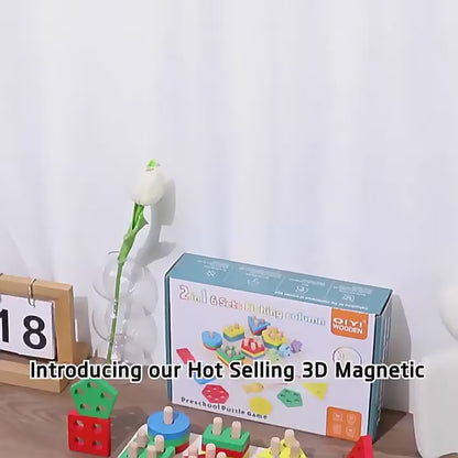 🎣🌈 3D Wooden 6 Columns Fishing Toy | Color & Shape Matching Montessori Set 🌟🧠