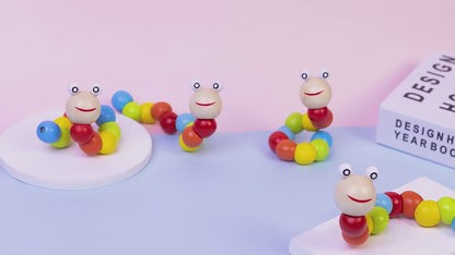 🐛🌈 Montessori Wooden Twist Caterpillar Puzzle Toy | Interactive Learning & Creativity 🌟🧠