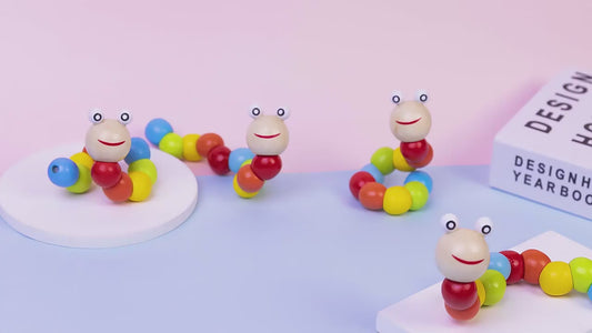 🐛🌈 Montessori Wooden Twist Caterpillar Puzzle Toy | Interactive Learning & Creativity 🌟🧠