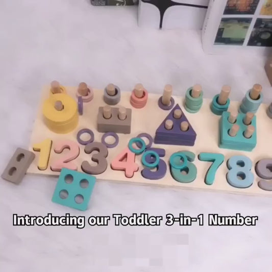 🔢🌈 Montessori 3-in-1 Number Puzzle Toy | Stacking, Counting & Shape Sorting | Early Learning Fun for Toddlers 🎯👶