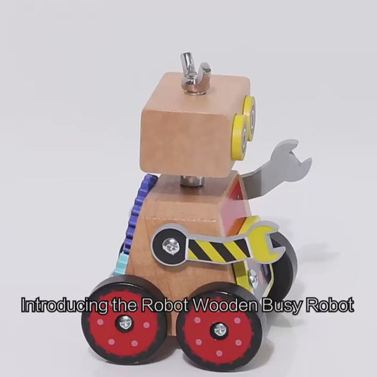 🎨🤖 Wooden Busy Robot Building Block Car | 3D Intelligent STEM Toy for Early Education 🧠🌟