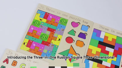 🧩 Wooden 3‑in‑1 Intelligence Puzzle Board 🌈