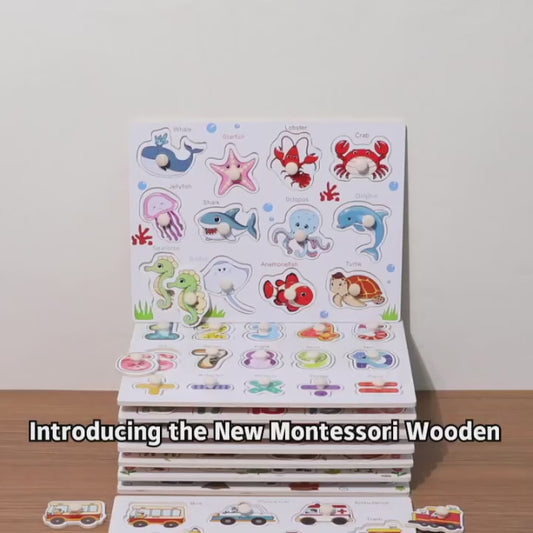 π§  Montessori Wooden Knob Puzzle Board Set β Numbers, Letters, Animals & Vehicles πππ
°οΈ