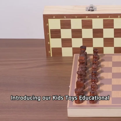 Classic Wooden Foldable Chess Set – Educational & Portable Strategy Game for Kids and Adults
