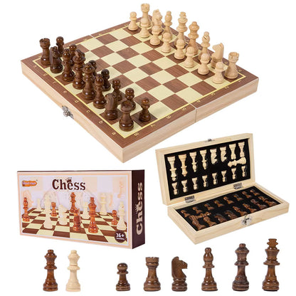 Classic Wooden Foldable Chess Set – Educational & Portable Strategy Game for Kids and Adults